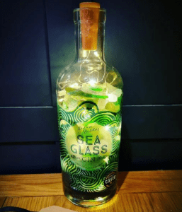Sea Glass Bottle with decorative lights