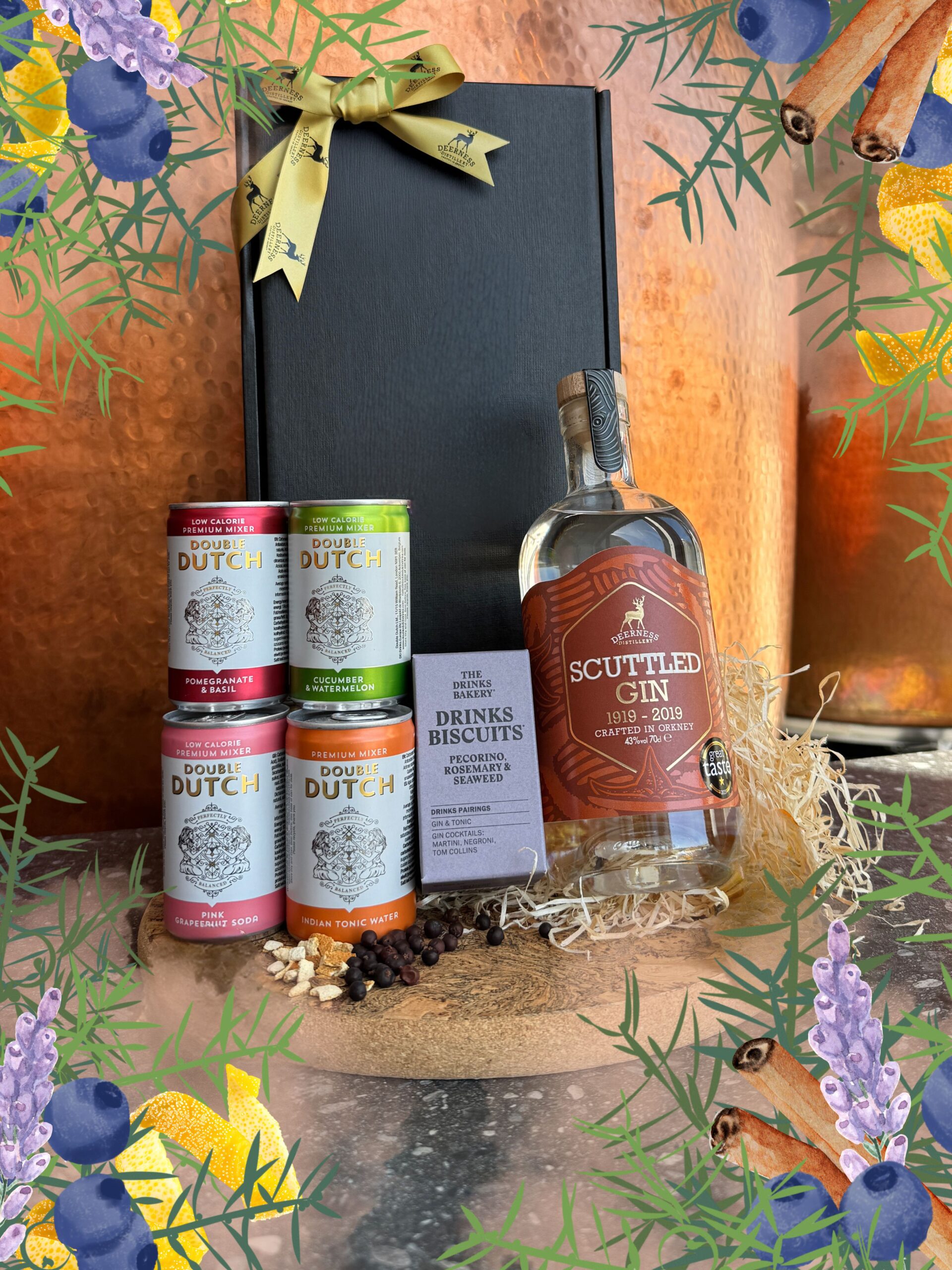 Luxury Scottish Gin and Tonic Hamper - 70cl Scuttled Gin